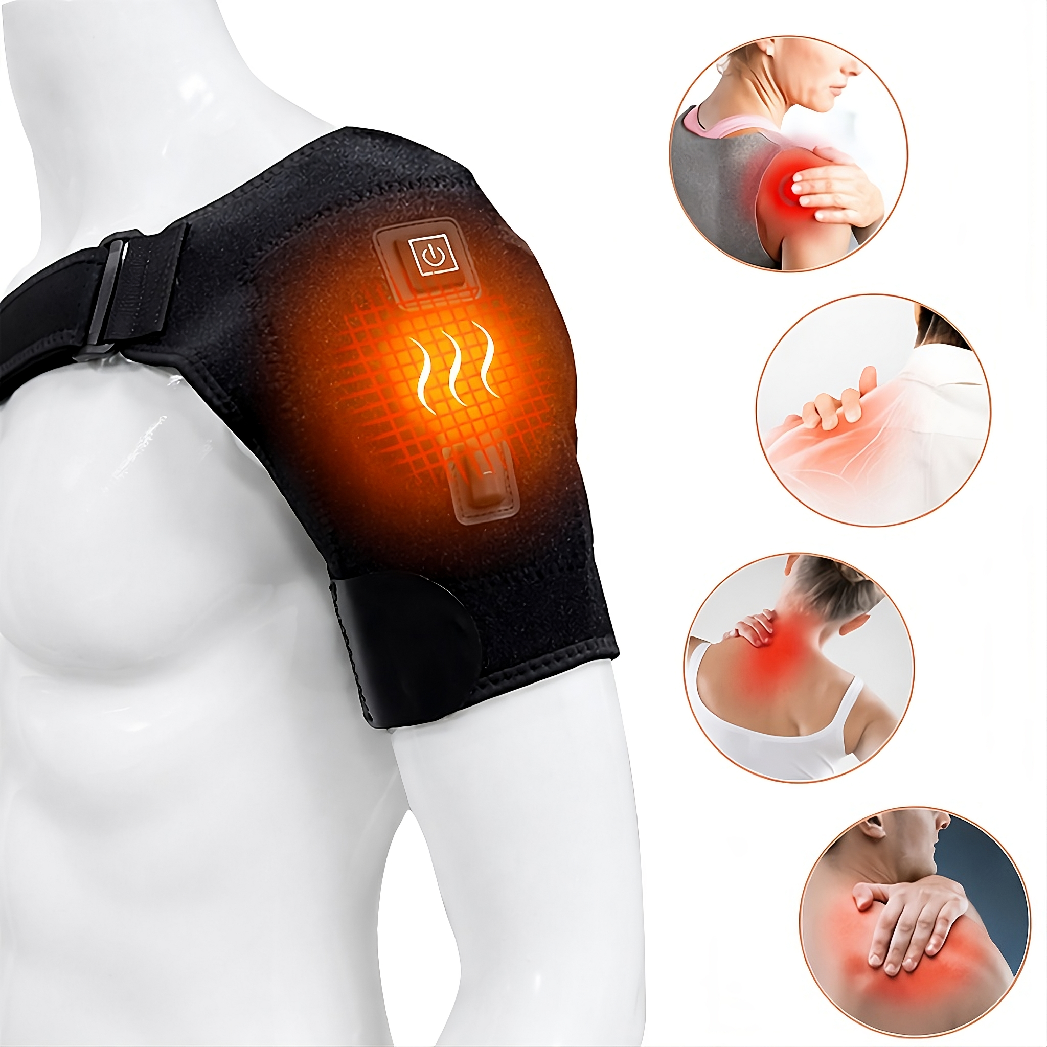 USB Heated Shoulder Brace – Adjustable Heat Wrap for Shoulder Support, Muscle Tension & Rotator Cuff Comfort