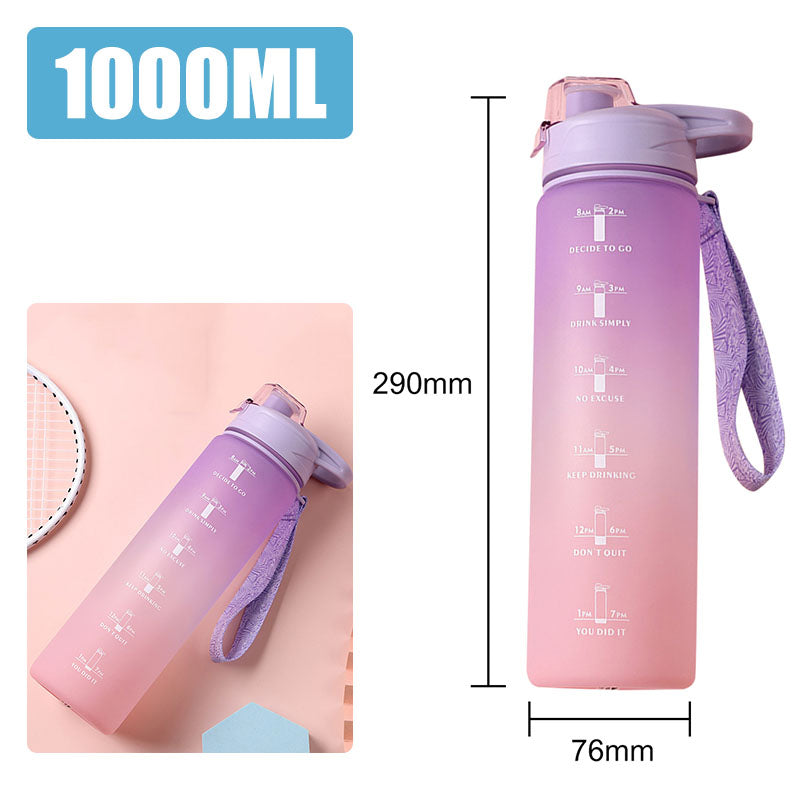 Motivational Water Bottle – 1L Time Marker Bottle for Daily Hydration