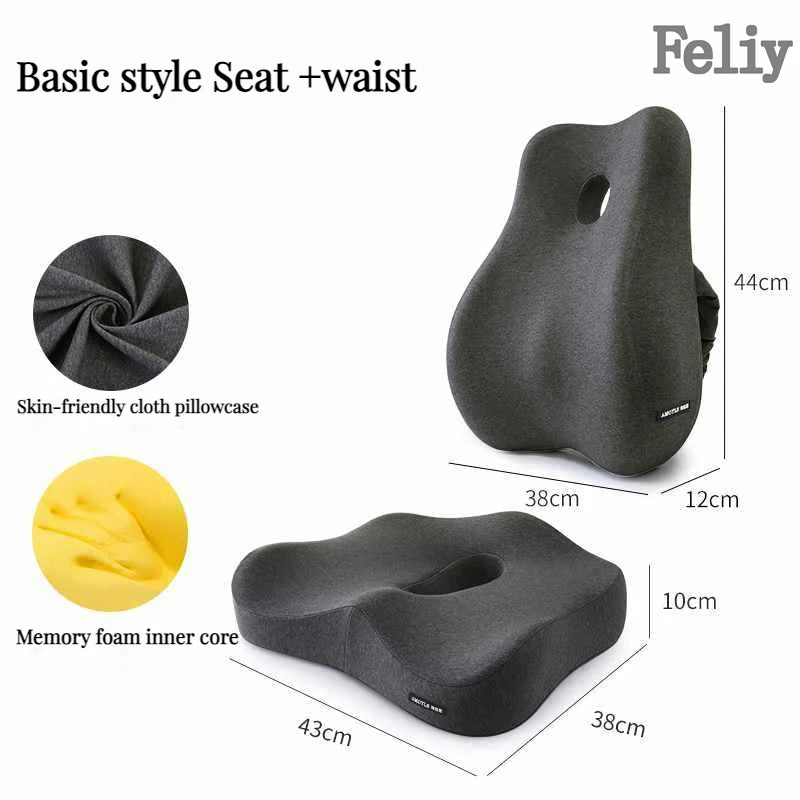Memory Foam Office Chair Cushion Set – Ergonomic Seat & Lumbar Support for Back, Hip & Tailbone Pain