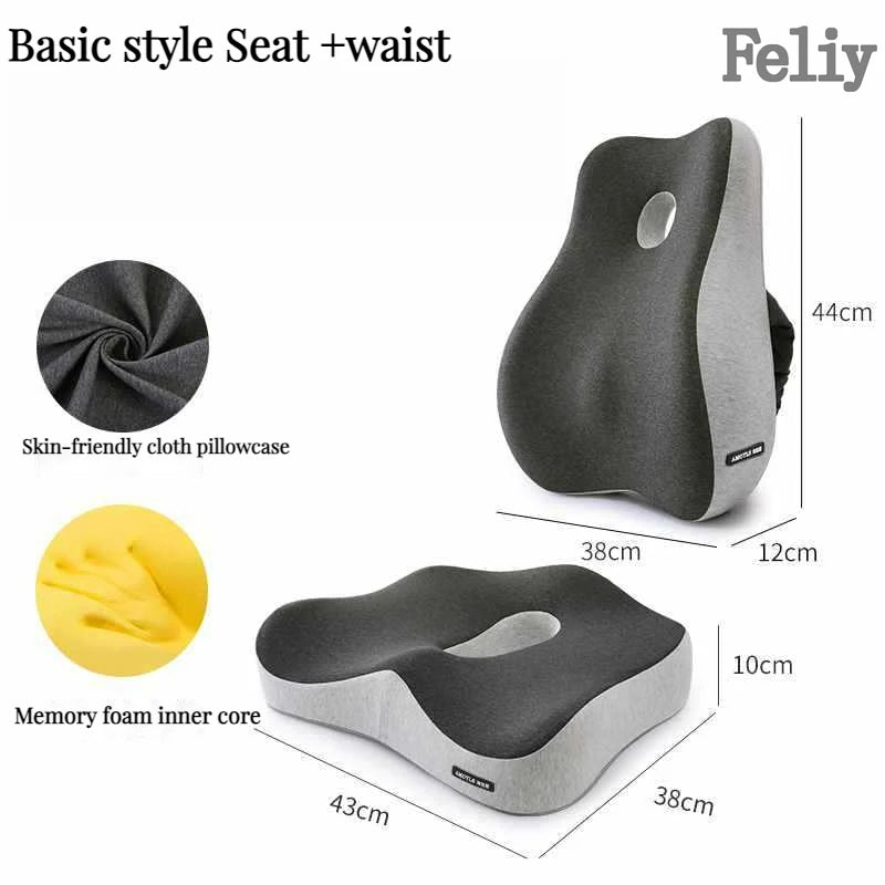 Memory Foam Office Chair Cushion Set – Ergonomic Seat & Lumbar Support for Back, Hip & Tailbone Pain