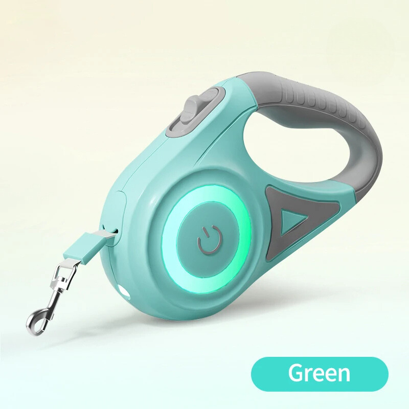 Automatic Retractable Dog Leash with LED Light – Tangle-Free Night Walking Dog Leash