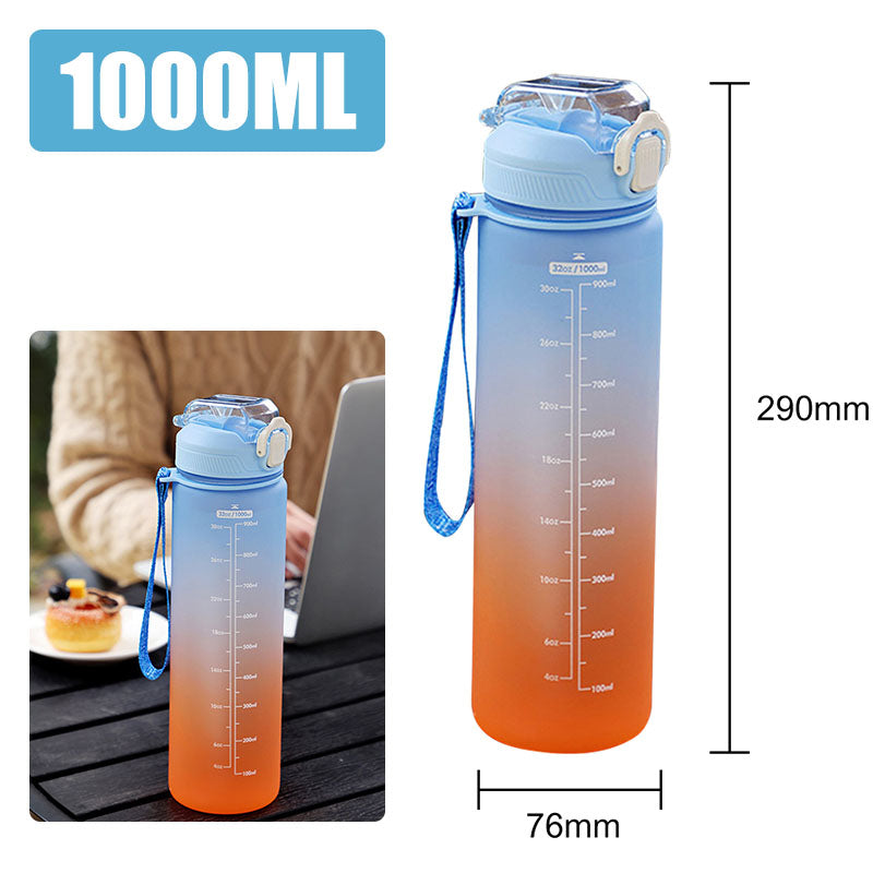 Motivational Water Bottle – 1L Time Marker Bottle for Daily Hydration