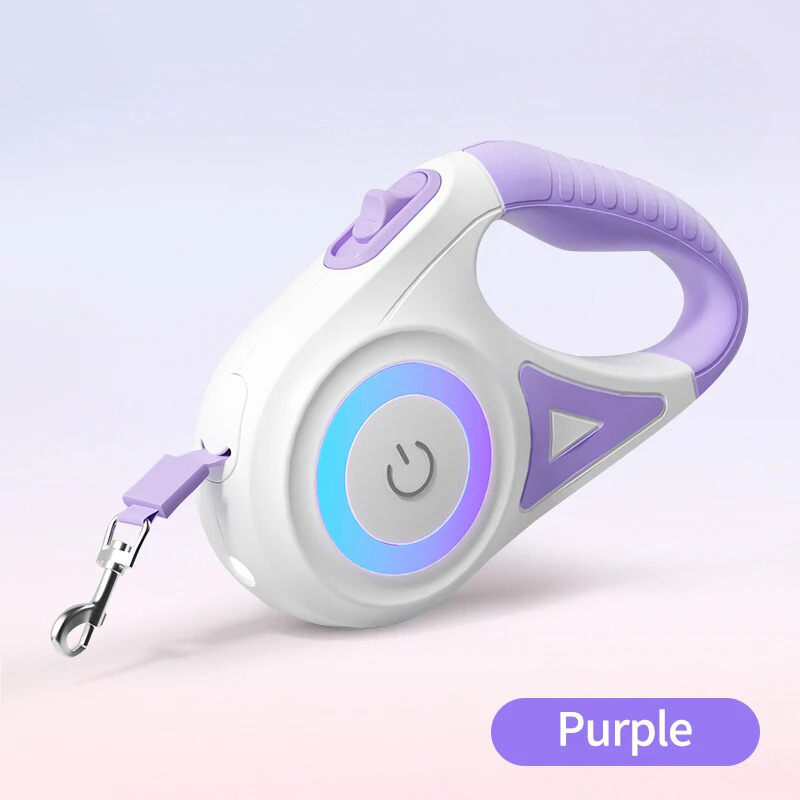 Automatic Retractable Dog Leash with LED Light – Tangle-Free Night Walking Dog Leash