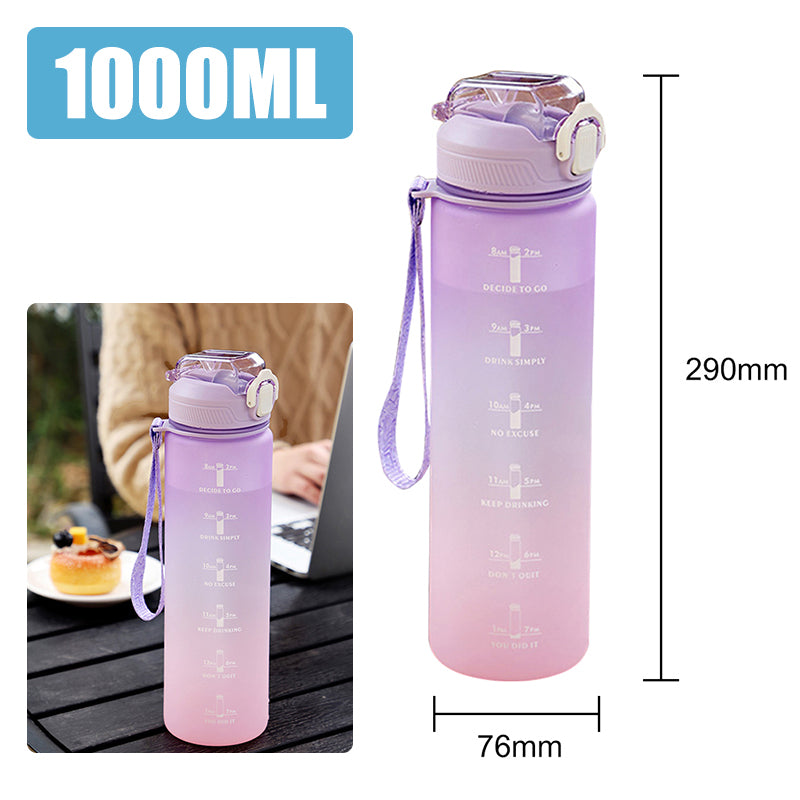 Motivational Water Bottle – 1L Time Marker Bottle for Daily Hydration