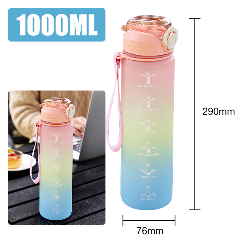 Motivational Water Bottle – 1L Time Marker Bottle for Daily Hydration