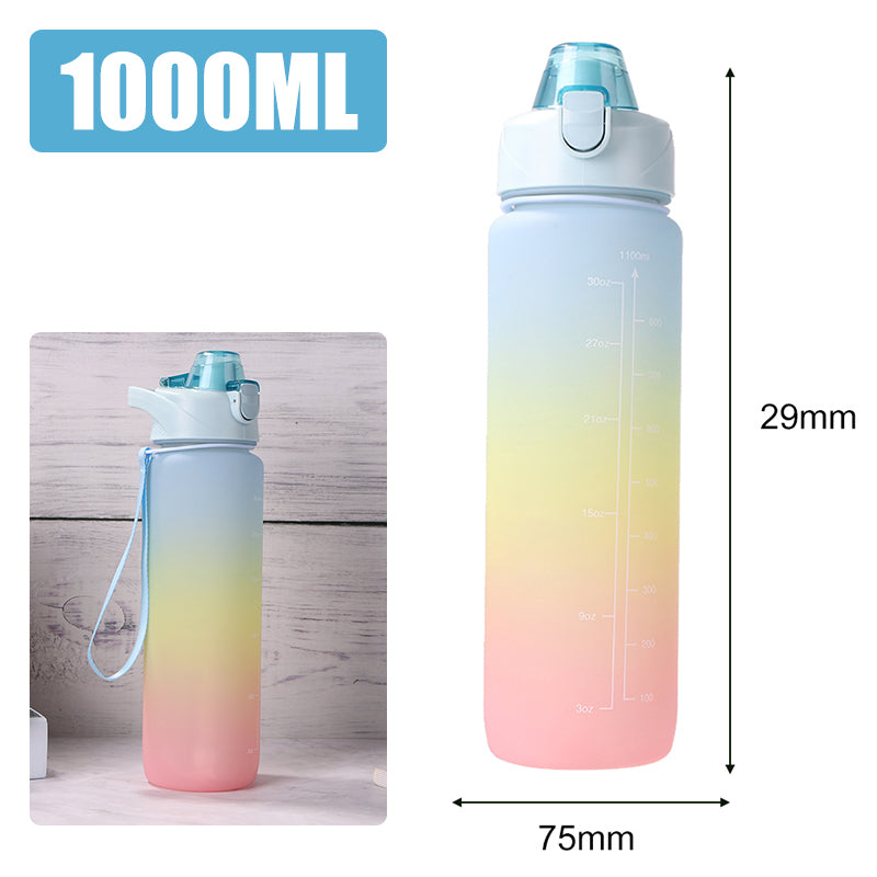 Motivational Water Bottle – 1L Time Marker Bottle for Daily Hydration