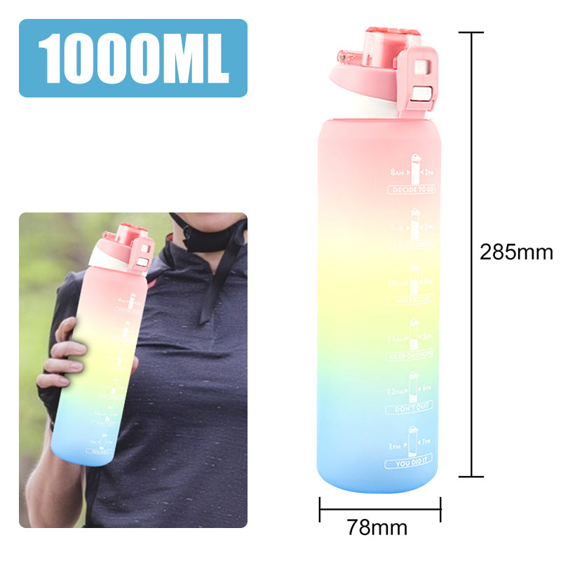 Motivational Water Bottle – 1L Time Marker Bottle for Daily Hydration