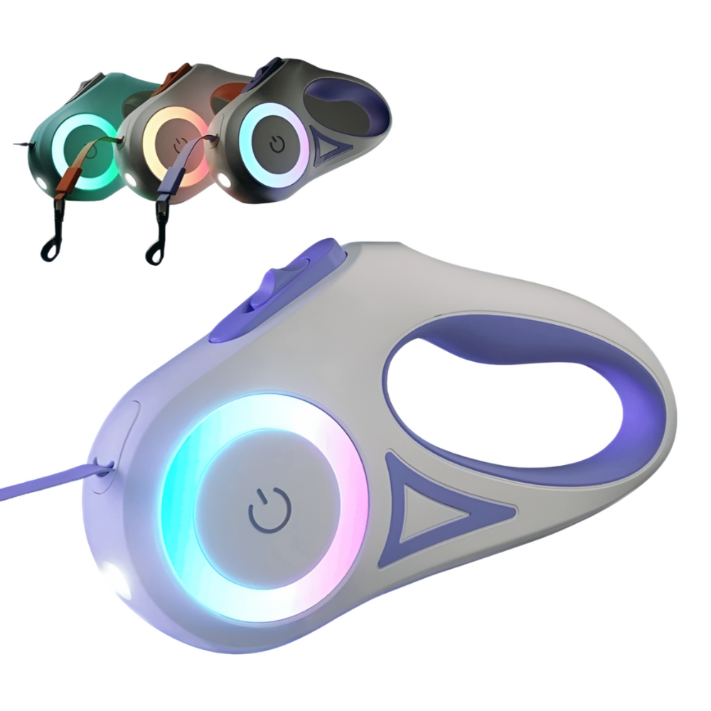 Automatic Retractable Dog Leash with LED Light – Tangle-Free Night Walking Dog Leash