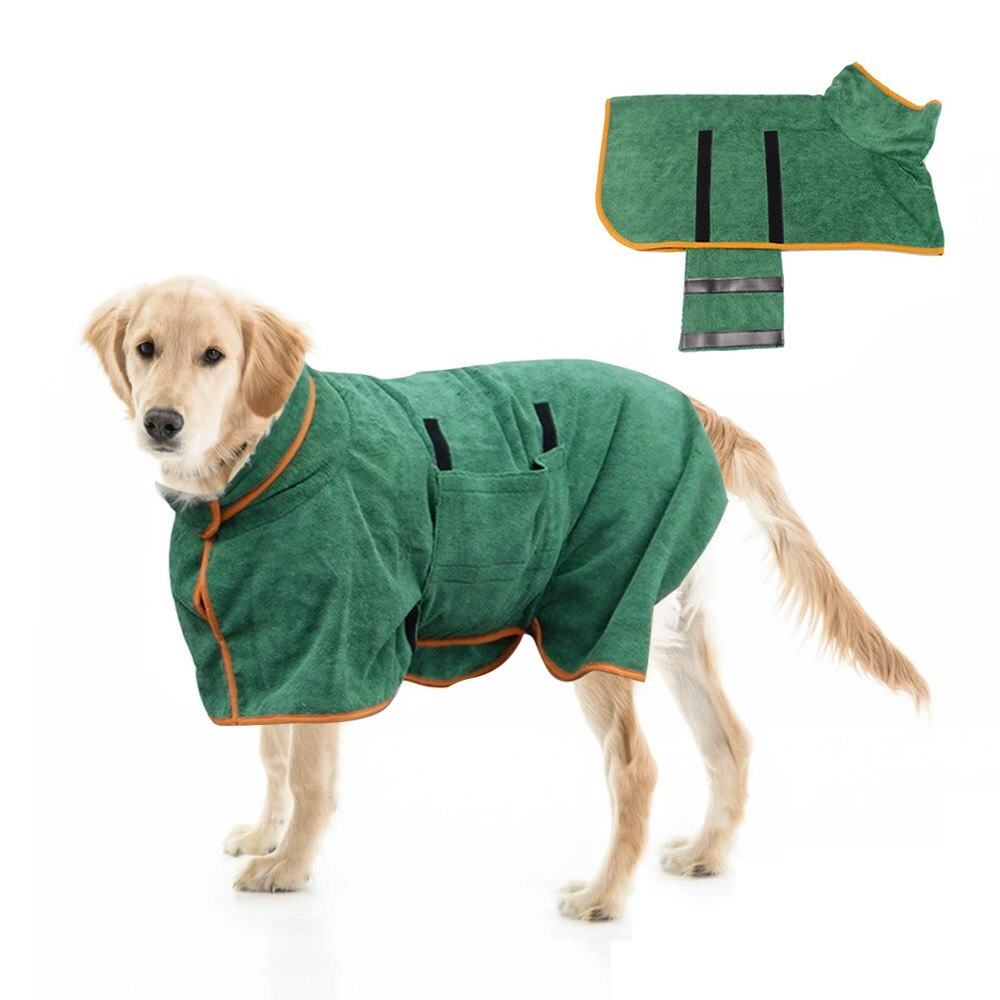 Dog Bathrobe Towel – Adjustable Absorbent Pet Bathrobe for Fast Drying & Warmth