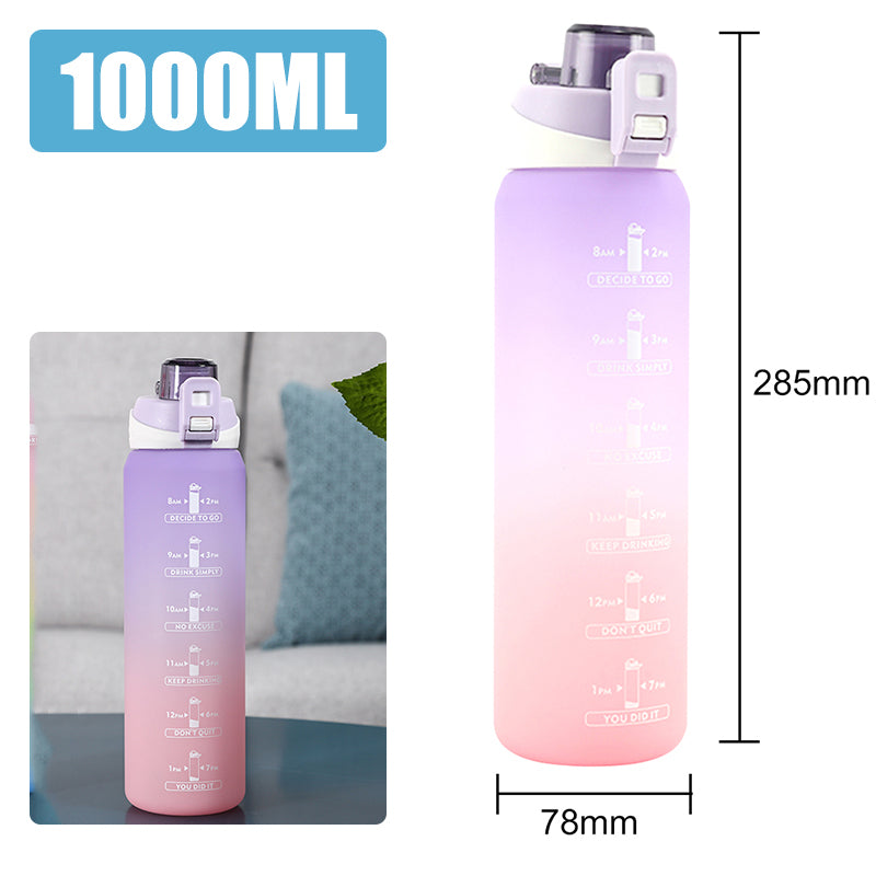 Motivational Water Bottle – 1L Time Marker Bottle for Daily Hydration