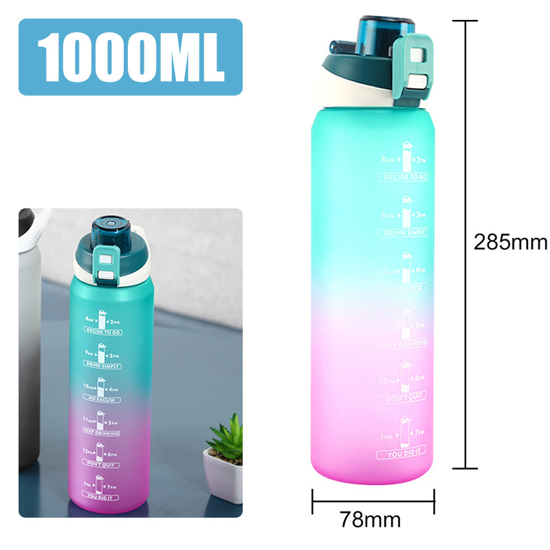Motivational Water Bottle – 1L Time Marker Bottle for Daily Hydration