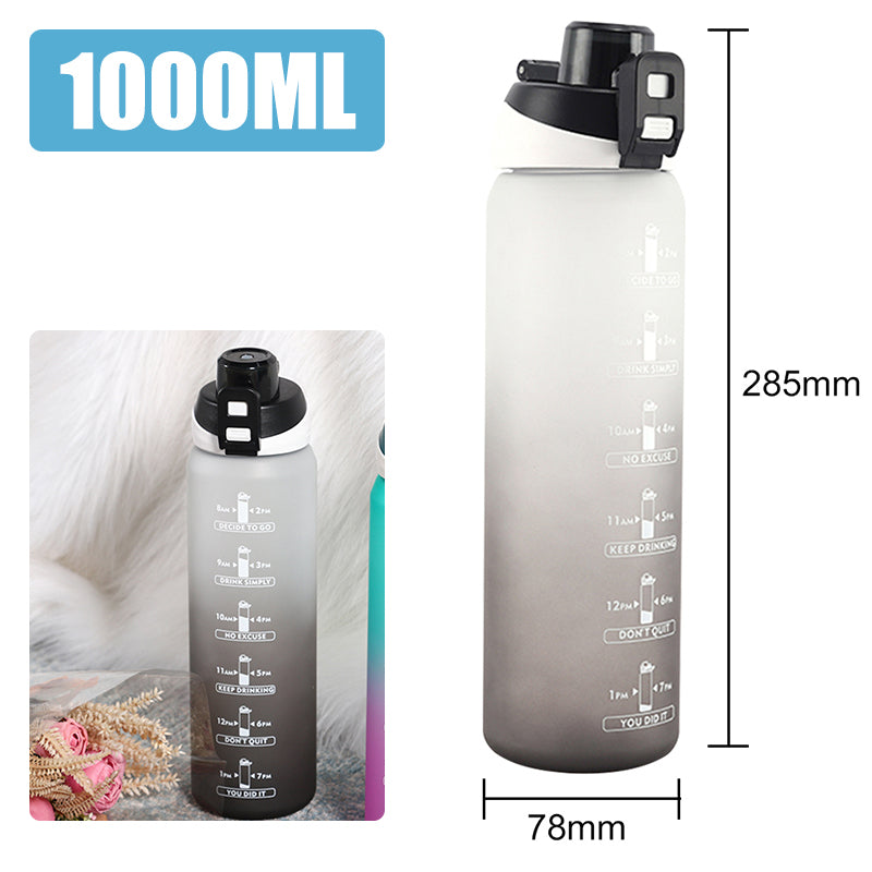 Motivational Water Bottle – 1L Time Marker Bottle for Daily Hydration