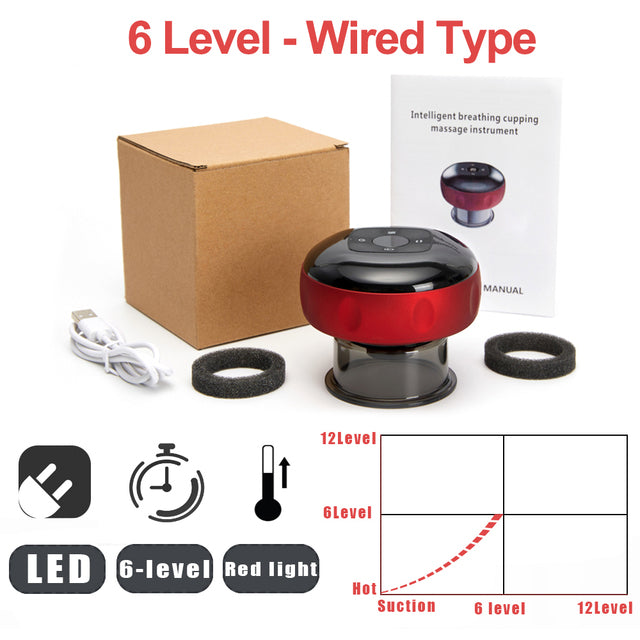 Electric Vacuum Cupping Massager with Heat – Wireless Suction Therapy Device for Muscle Recovery & Circulation