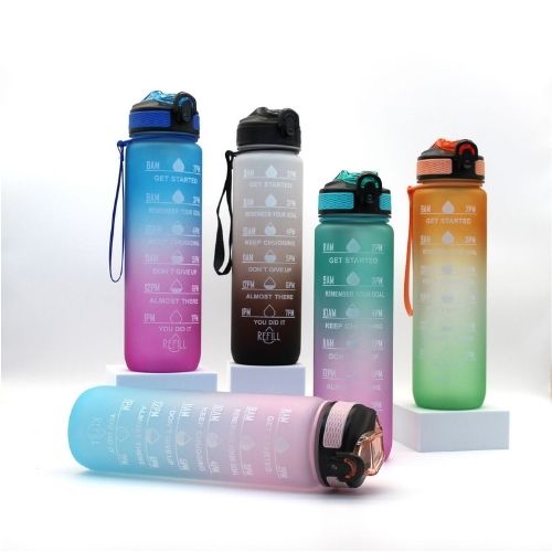 Motivational Water Bottle – 1L Time Marker Bottle for Daily Hydration