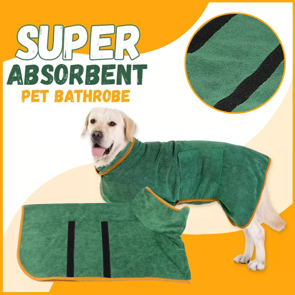 Dog Bathrobe Towel – Adjustable Absorbent Pet Bathrobe for Fast Drying & Warmth