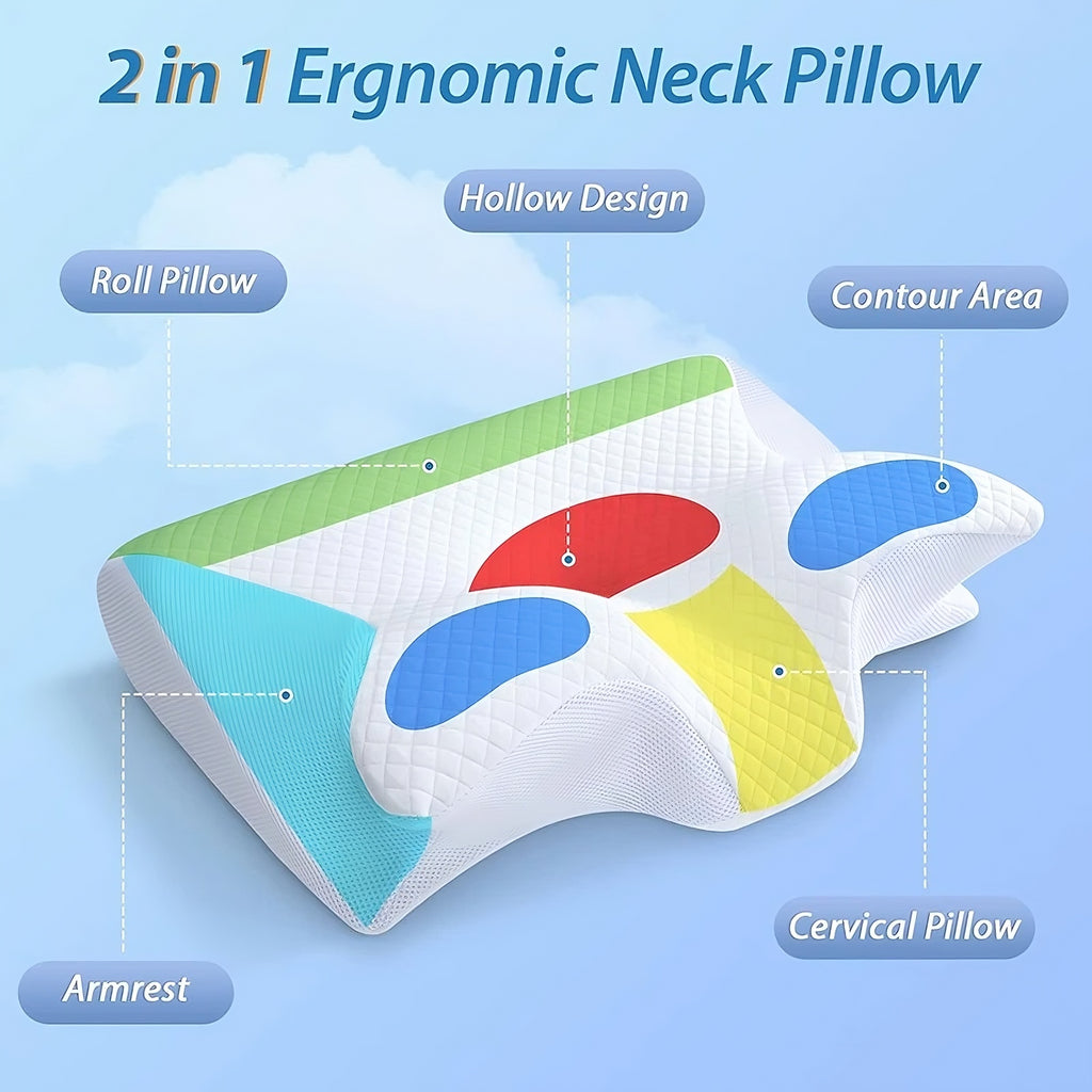 Ergonomic Memory Foam Cervical Pillow – Cooling Orthopedic Neck Support for Back & Side Sleepers