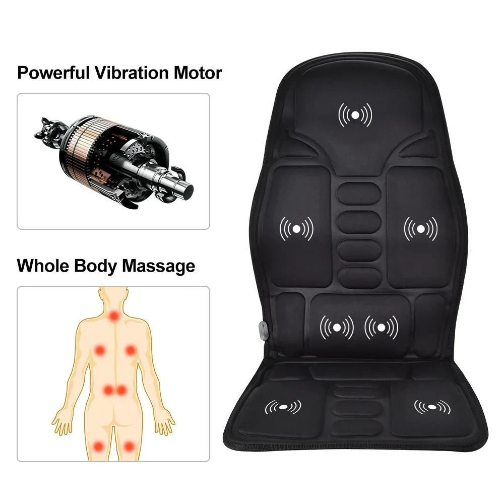 Heated Vibrating Massage Chair Pad – Full Body Seat Cushion for Back, Neck & Stress Relief