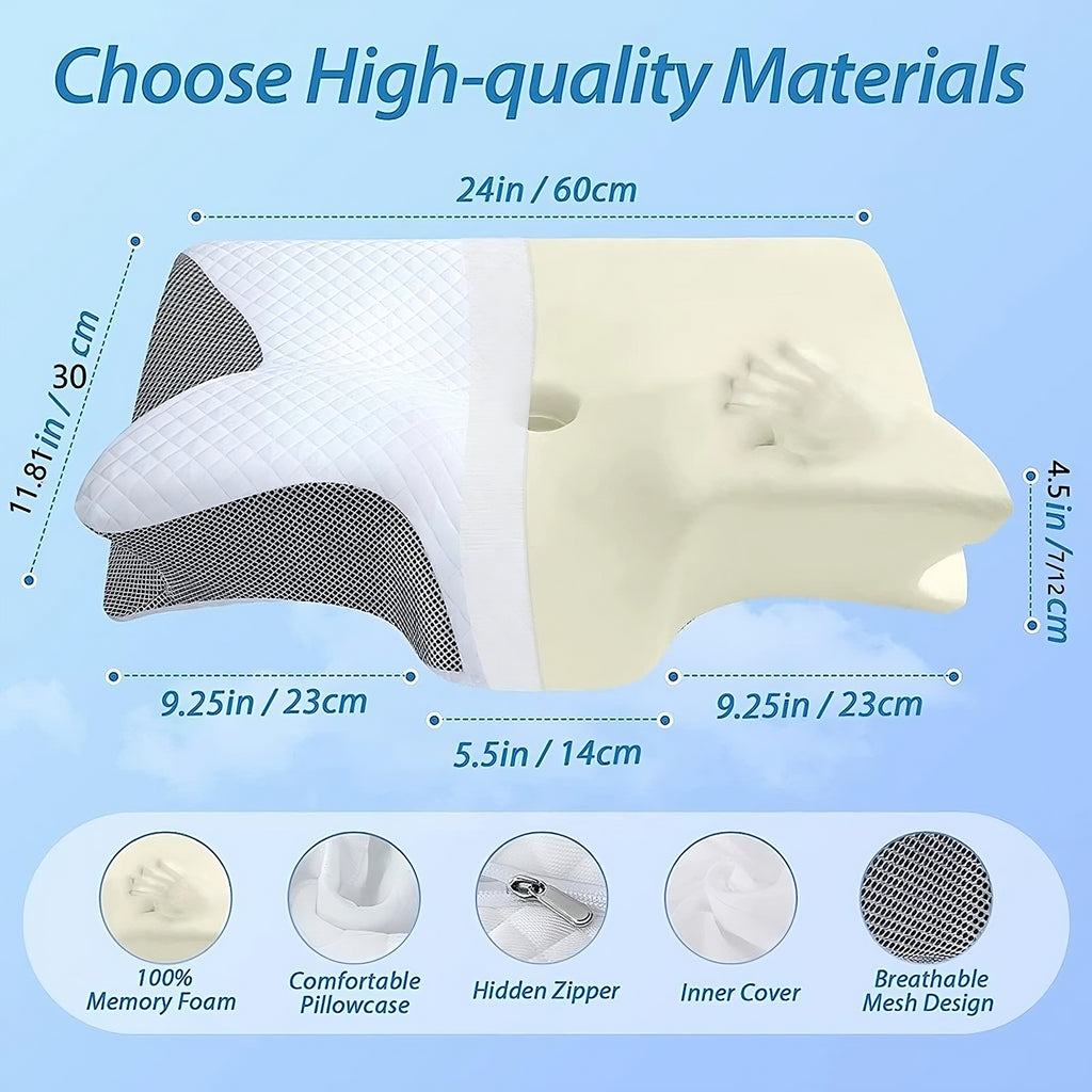 Ergonomic Memory Foam Cervical Pillow – Cooling Orthopedic Neck Support for Back & Side Sleepers