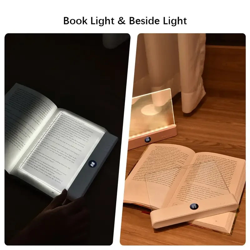 LED Book Light for Reading – Rechargeable Flat Panel Reading Light with Eye-Care Glow
