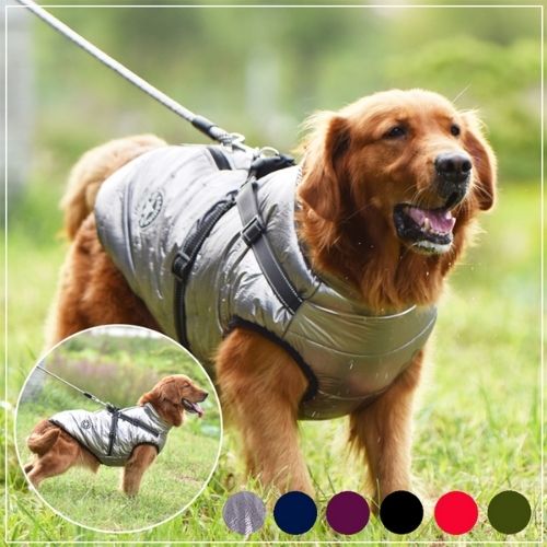 Waterproof Dog Harness Jacket – Insulated Warm Dog Coat with Built-In Harness