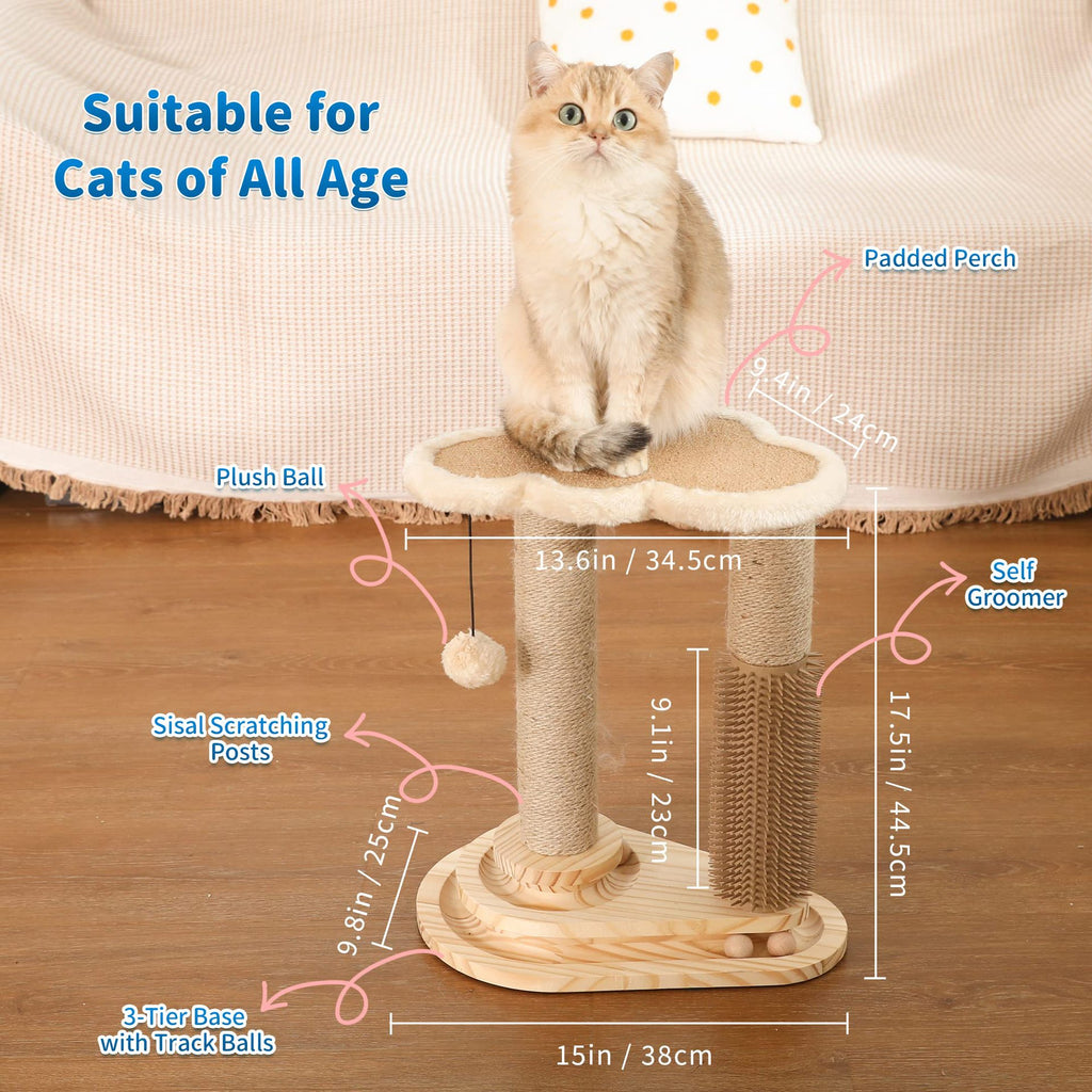 Cat Scratching Post with Perch & Toys – Sisal Cat Tree for Indoor Cats and Furniture Protection