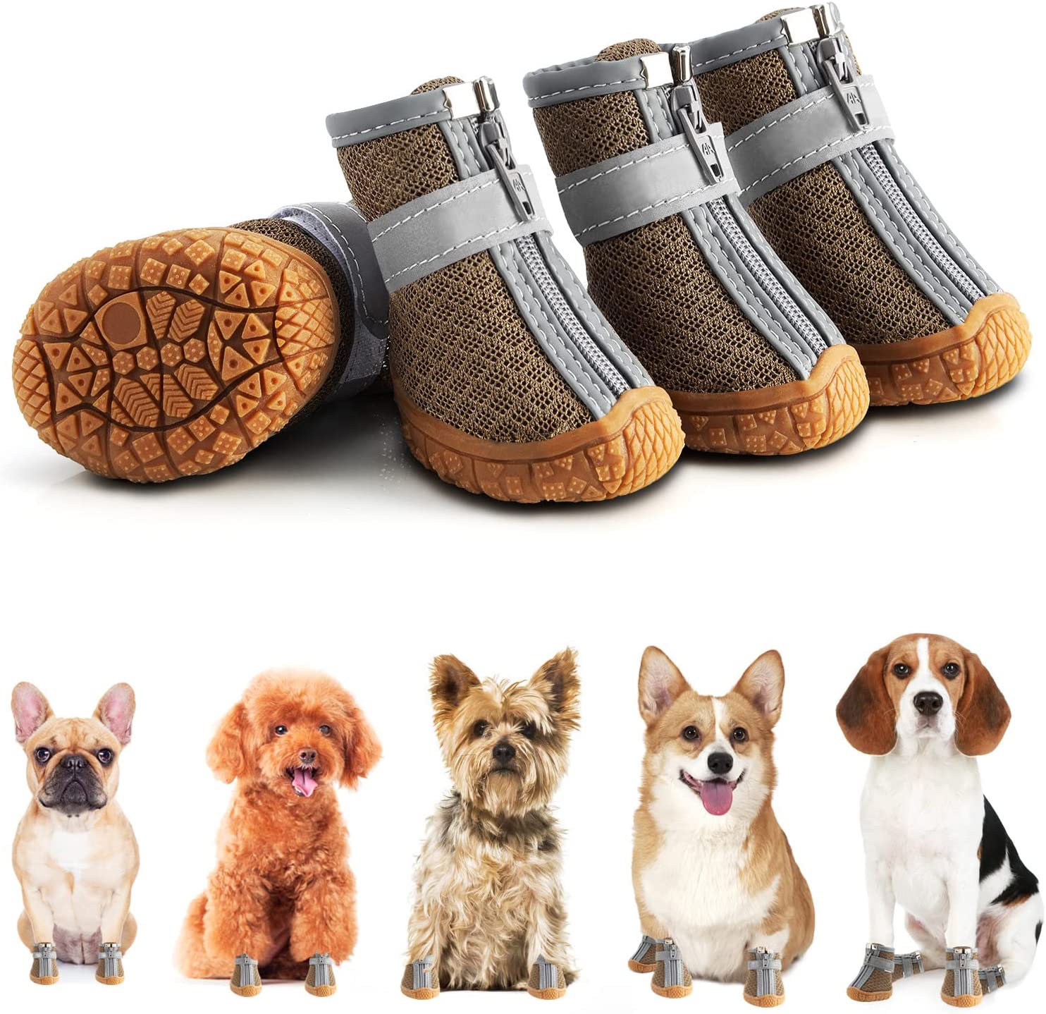 Dog Shoes for Hot Pavement – Breathable Non-Slip Dog Boots for Paw Protection