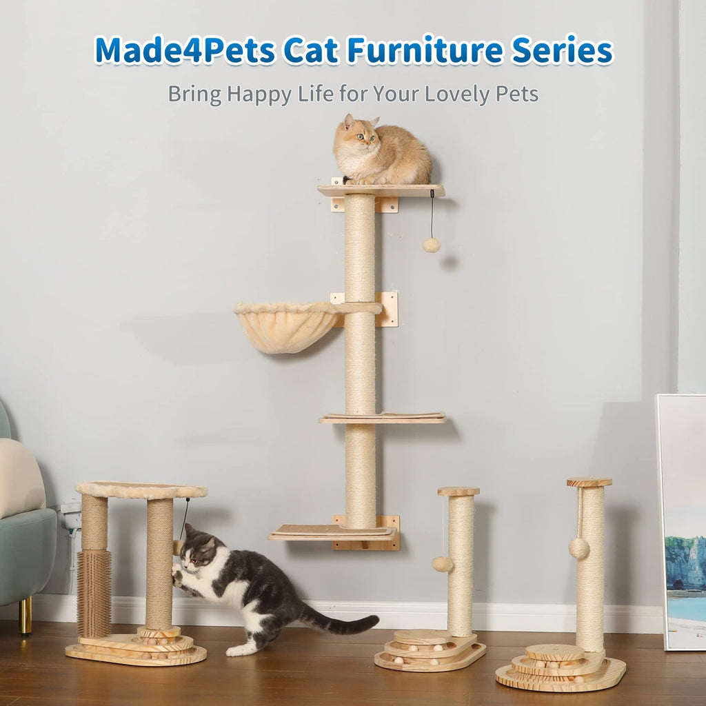 Cat Scratching Post with Perch & Toys – Sisal Cat Tree for Indoor Cats and Furniture Protection