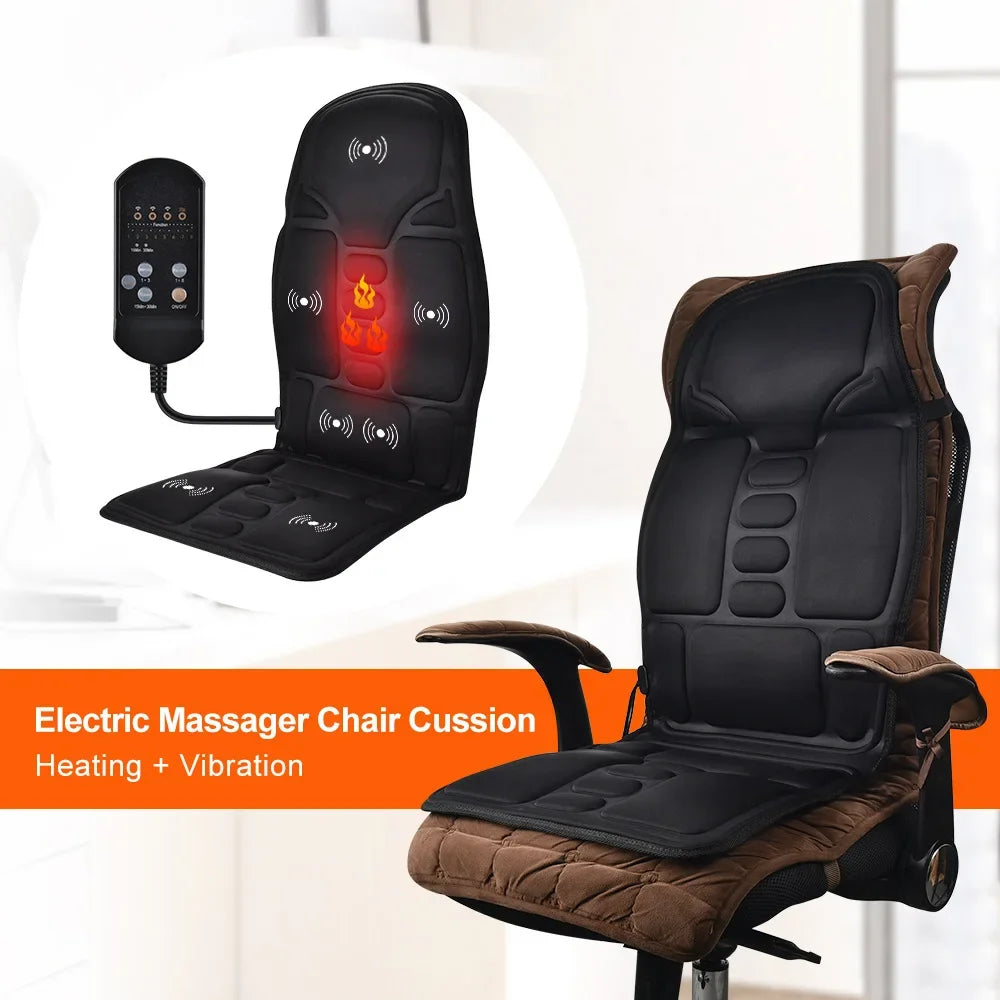 Heated Vibrating Massage Chair Pad – Full Body Seat Cushion for Back, Neck & Stress Relief