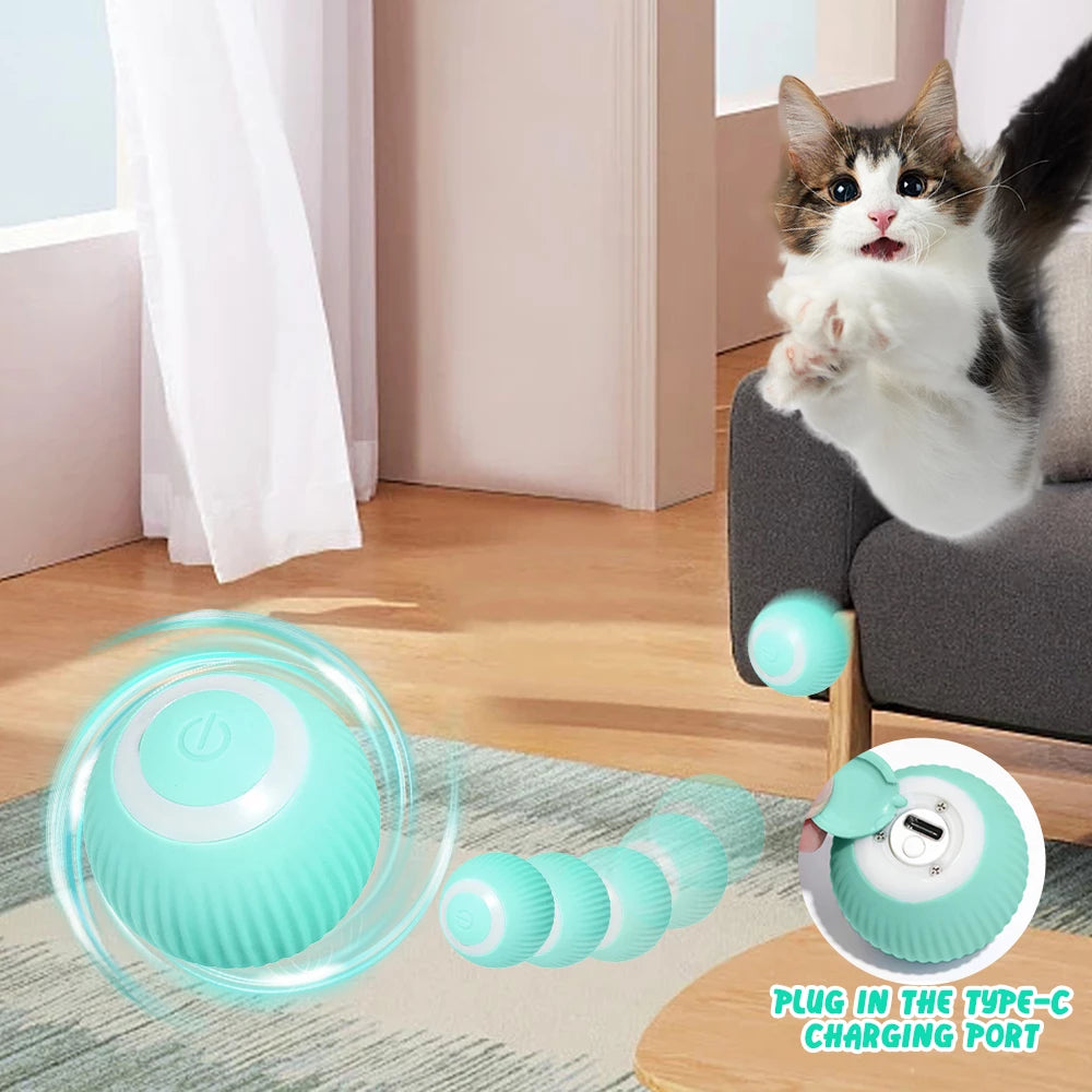 Automatic Rolling Ball Cat Toy – USB Rechargeable Interactive Cat Ball