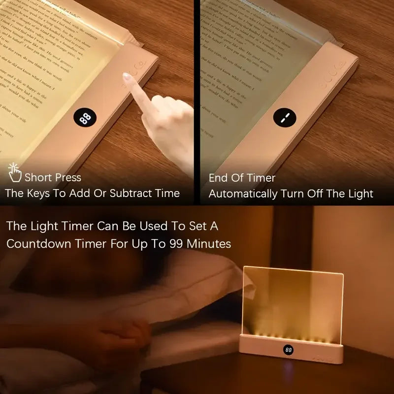 LED Book Light for Reading – Rechargeable Flat Panel Reading Light with Eye-Care Glow