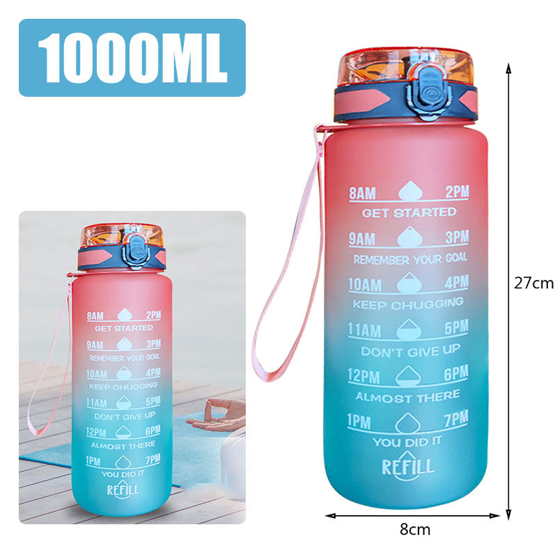 Motivational Water Bottle – 1L Time Marker Bottle for Daily Hydration