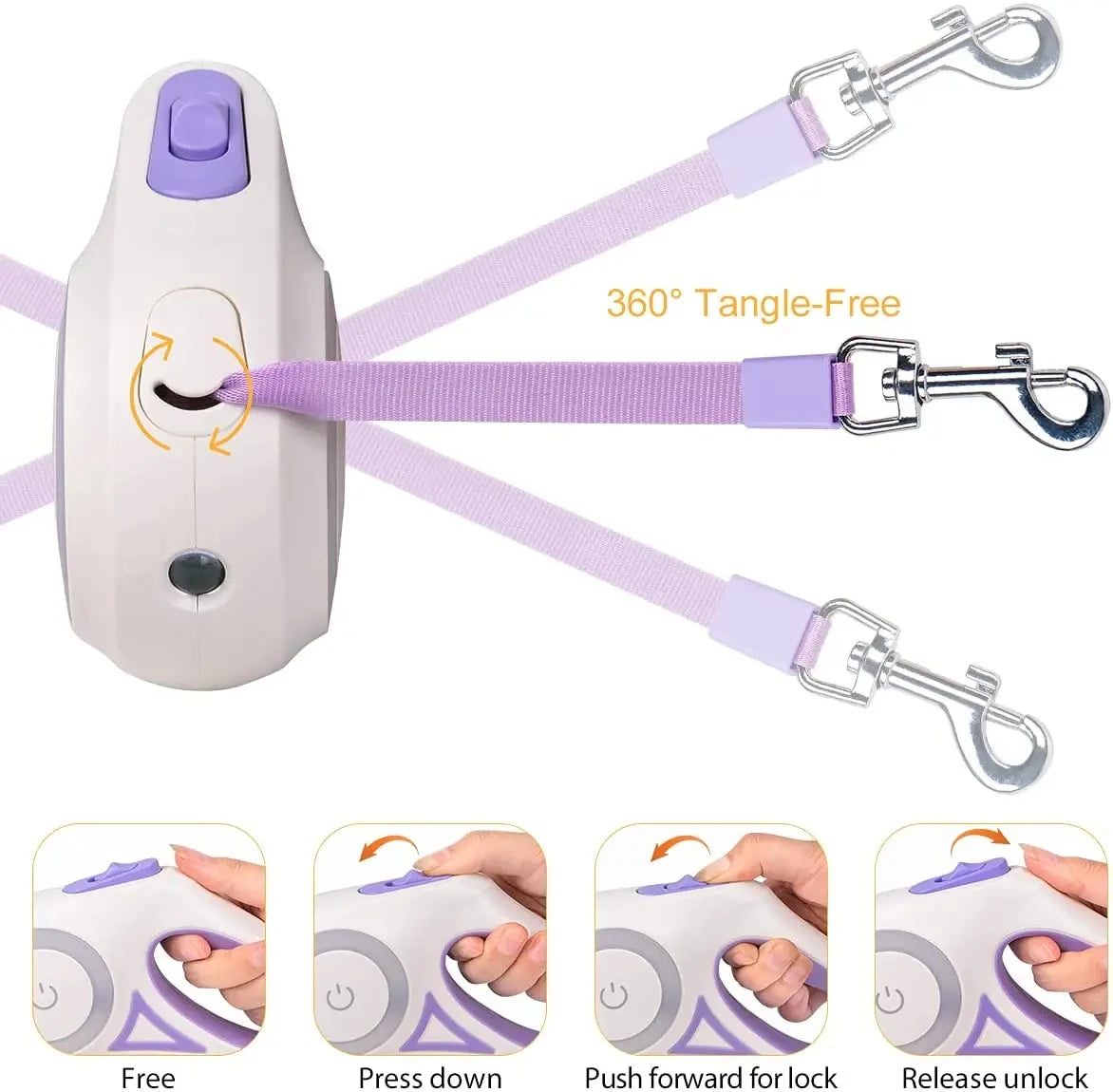 Automatic Retractable Dog Leash with LED Light – Tangle-Free Night Walking Dog Leash