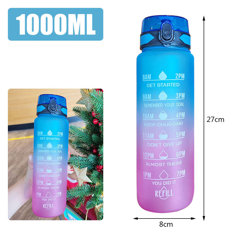 Motivational Water Bottle – 1L Time Marker Bottle for Daily Hydration