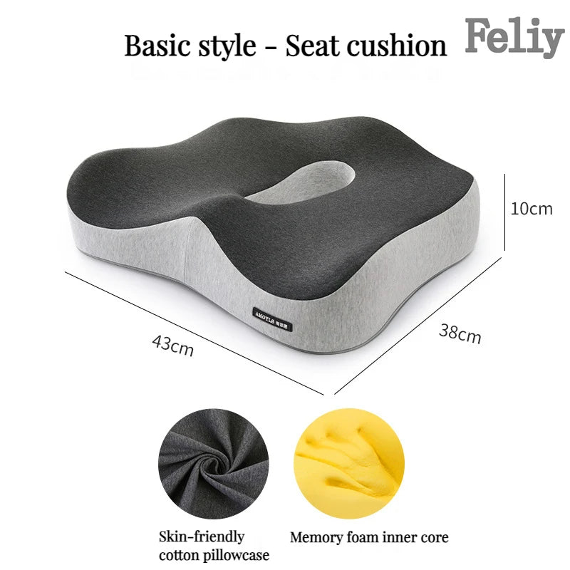 Memory Foam Office Chair Cushion Set – Ergonomic Seat & Lumbar Support for Back, Hip & Tailbone Pain