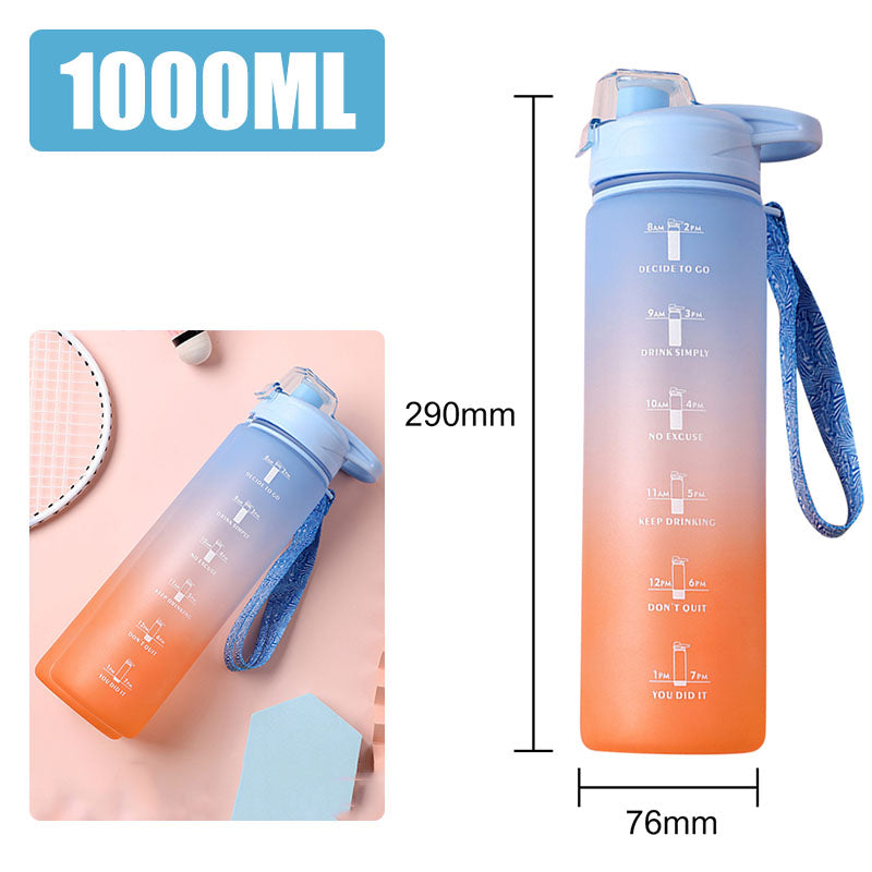 Motivational Water Bottle – 1L Time Marker Bottle for Daily Hydration